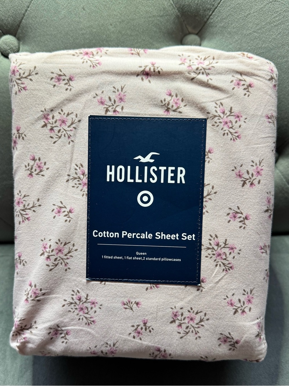 Hollister NWT - Pink Floral Cotton Percale Sheet Set